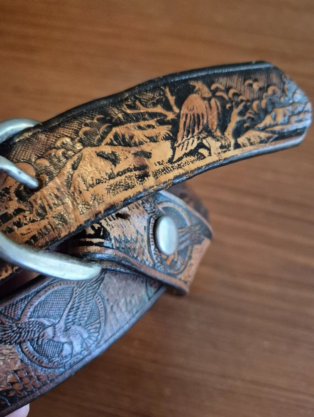 Hand Tooled Leather Eagle Belt 38-42
